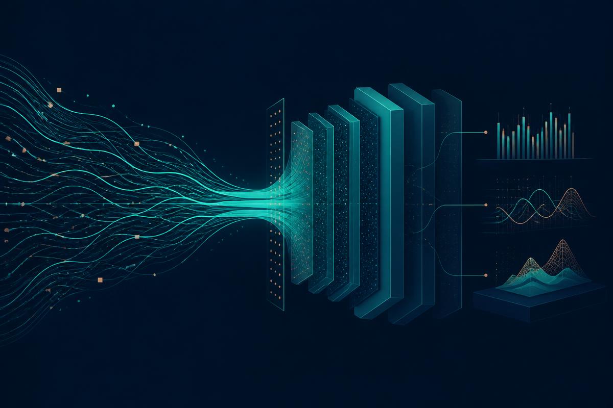 Abstract streaming data pipeline illustration